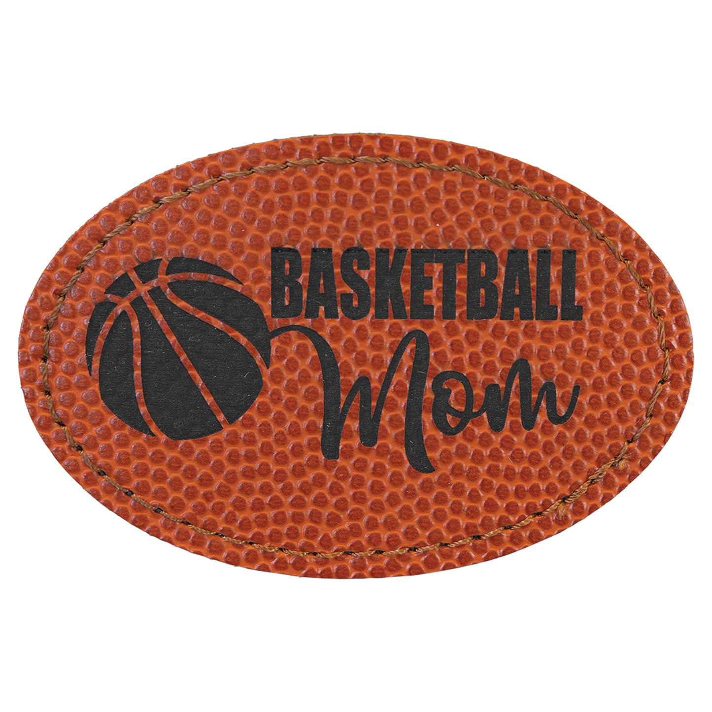 3" x 2" Basketball Oval Leatherette Patch with Adhesive – item PTH516