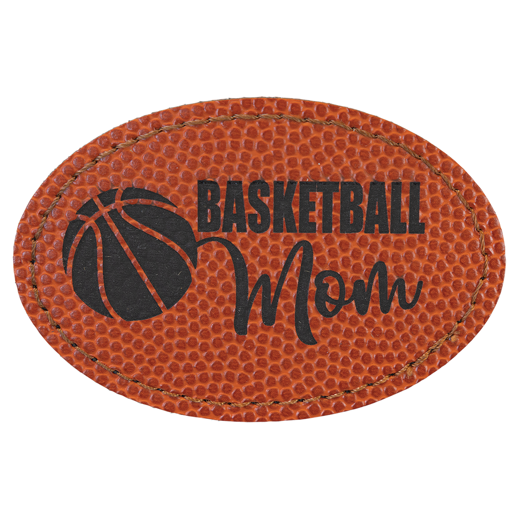 3" x 2" Basketball Oval Leatherette Patch with Adhesive – item PTH516