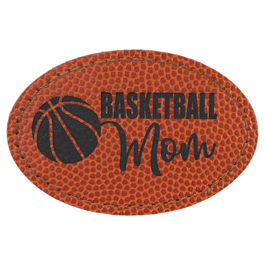 3" x 2" Basketball Oval Leatherette Patch with Adhesive – item PTH516