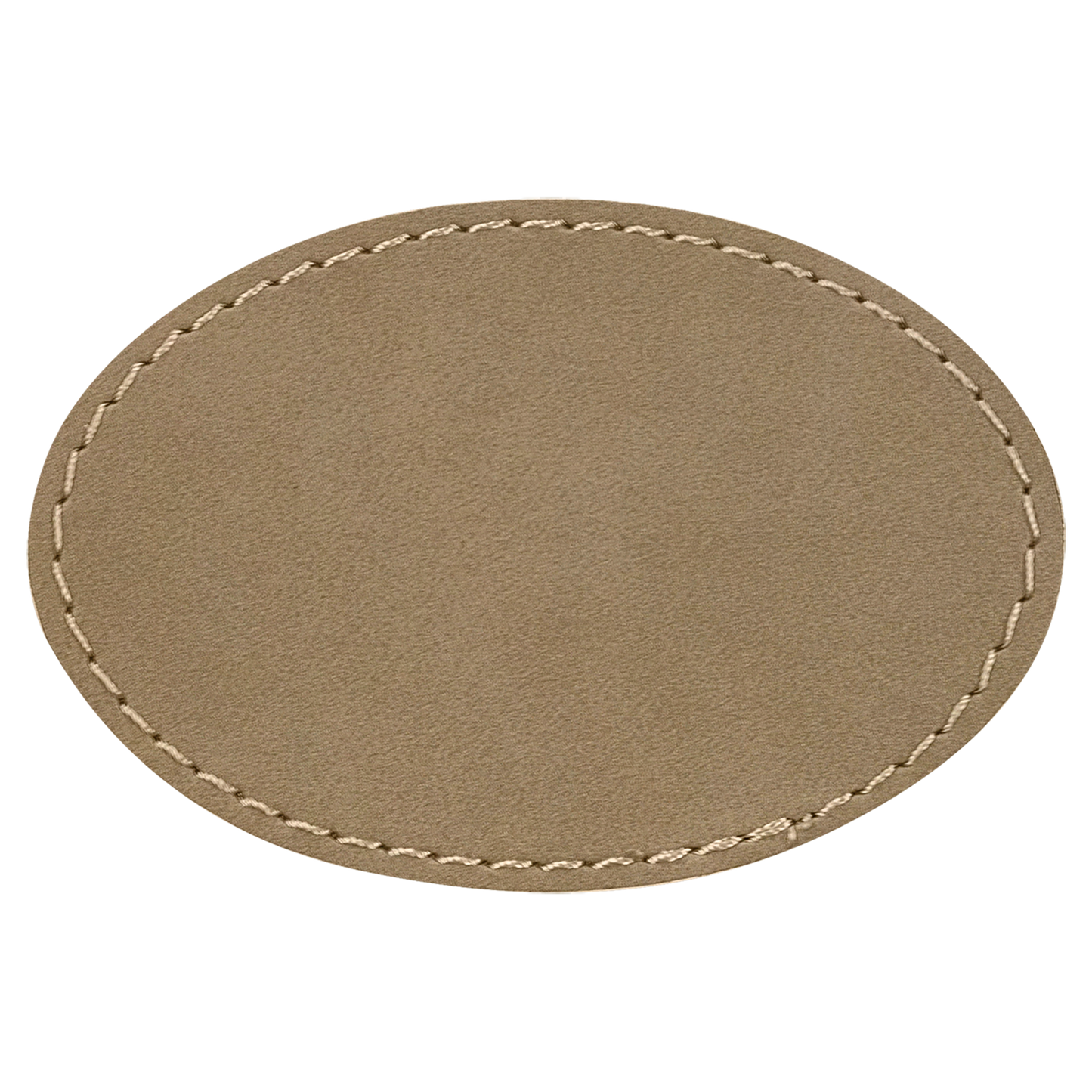 3" x 2" Light Brown Oval Leatherette Patch with Pro Adhesive – item PTH551 image 2