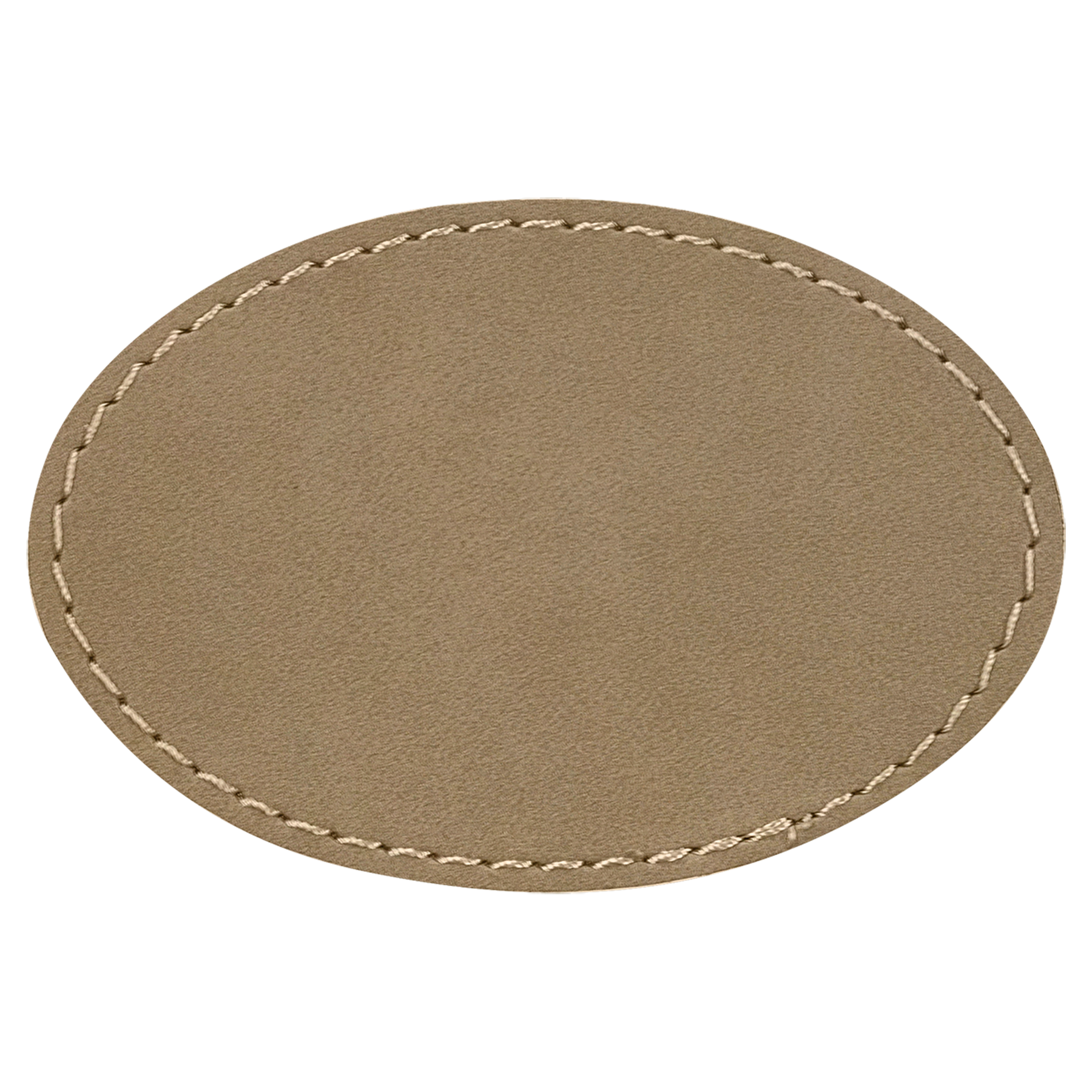 3" x 2" Light Brown Oval Leatherette Patch with Pro Adhesive – item PTH551 image 2