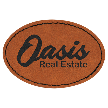 3" x 2" Oval Leatherette Patch with Pro Adhesive – item PTH552