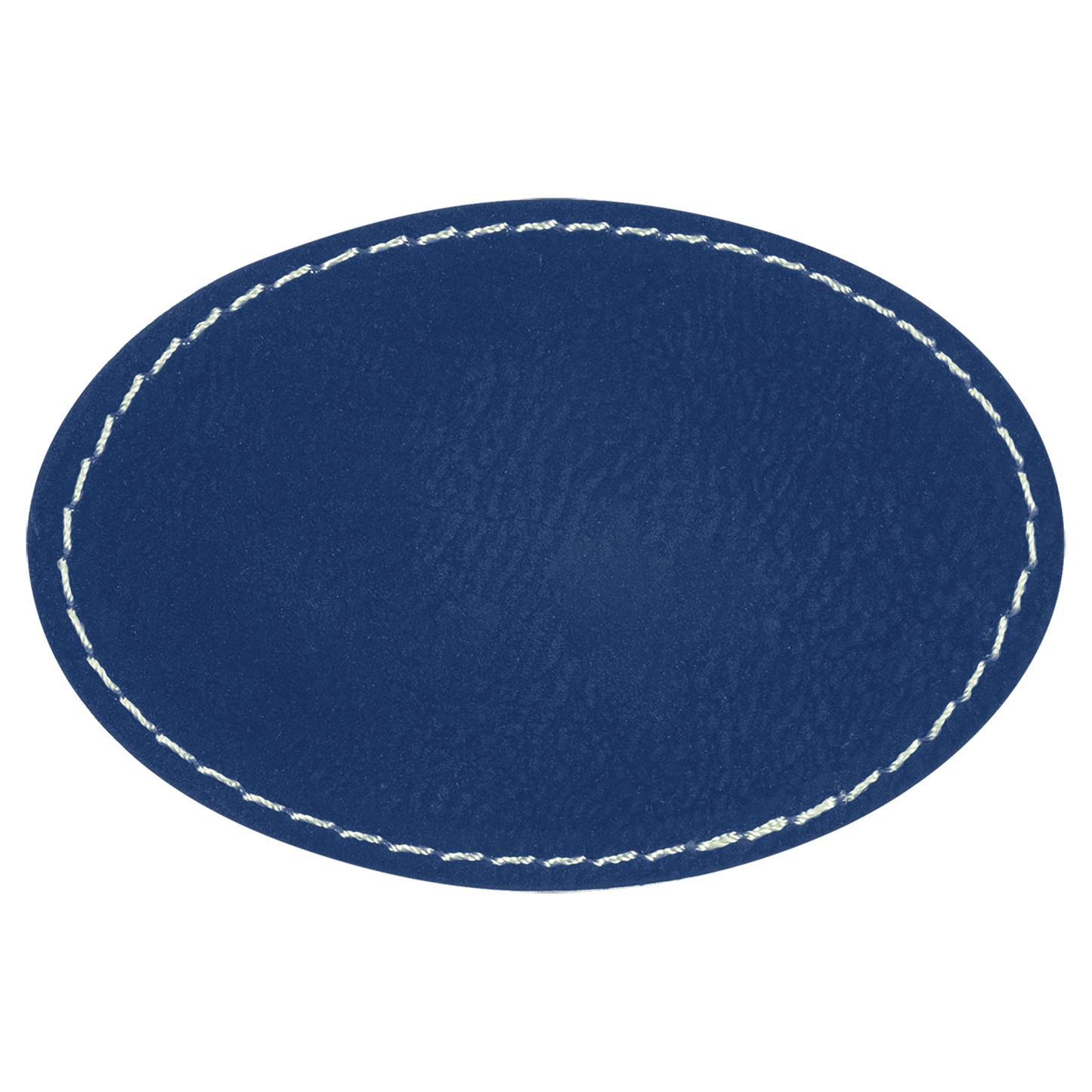 3" x 2" Blue/Silver Oval Leatherette Patch with Pro Adhesive – item PTH559 image 2