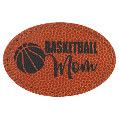 3" x 2" Basketball Oval Leatherette Patch with Pro Adhesive – item PTH566