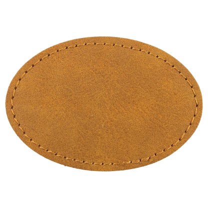 3" x 2" Light Brown Oval Leatherette Patch with Pro Premier – item PTH567 image 3