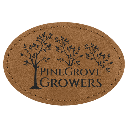 3" x 2" Medium Brown Oval Leatherette Patch with Pro Premier – item PTH568 image 4
