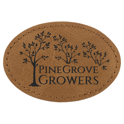 3" x 2" Medium Brown Oval Leatherette Patch with Pro Premier – item PTH568