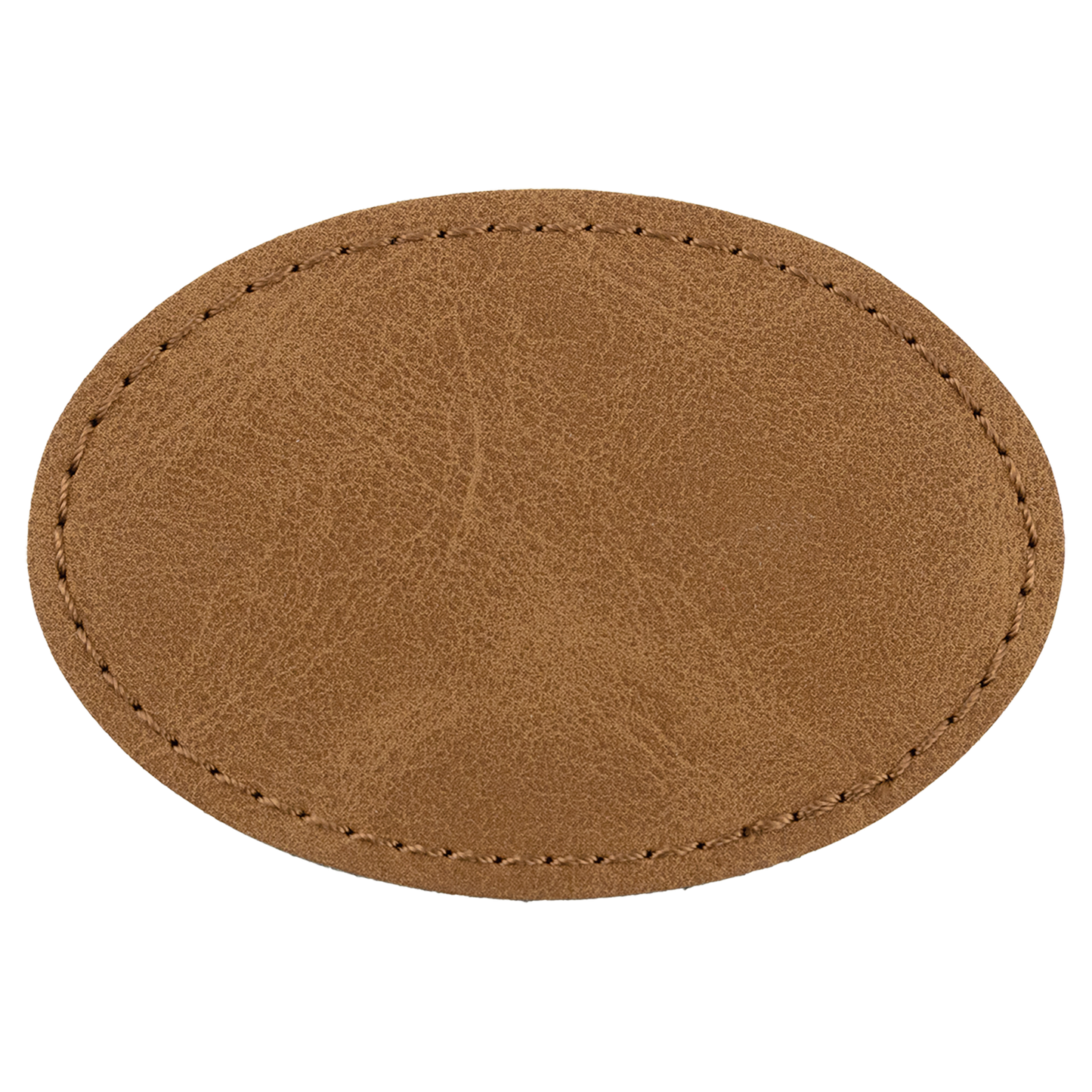 3" x 2" Medium Brown Oval Leatherette Patch with Pro Premier – item PTH568 image 3