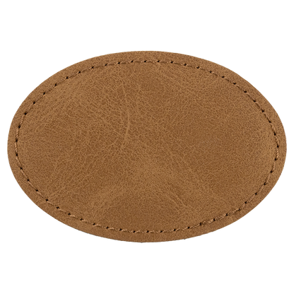 3" x 2" Medium Brown Oval Leatherette Patch with Pro Premier – item PTH568 image 3