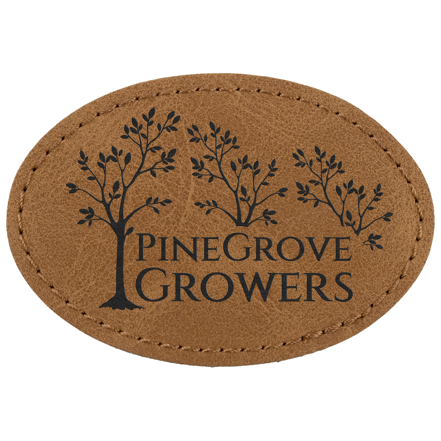 3" x 2" Medium Brown Oval Leatherette Patch with Pro Premier – item PTH568 image 2