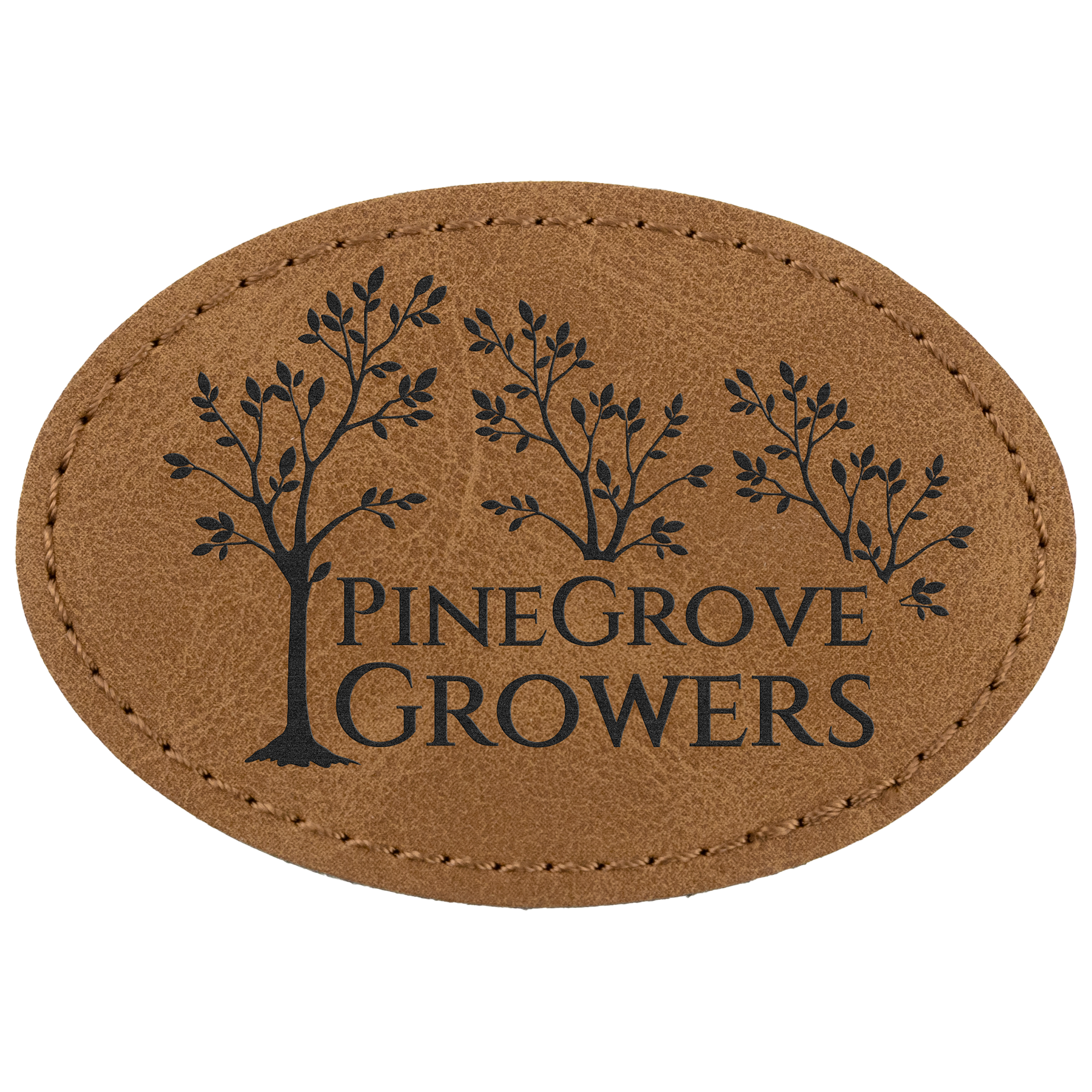 3" x 2" Medium Brown Oval Leatherette Patch with Pro Premier – item PTH568 image 2