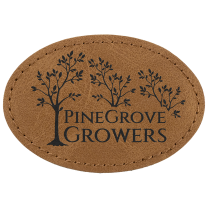 3" x 2" Medium Brown Oval Leatherette Patch with Pro Premier – item PTH568 image 2