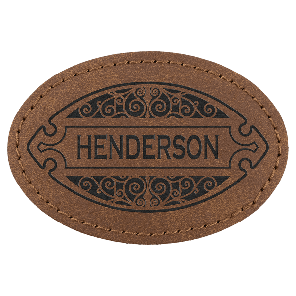 3" x 2" Dark Brown Oval Leatherette Patch with Pro Premier – item PTH569 image 4