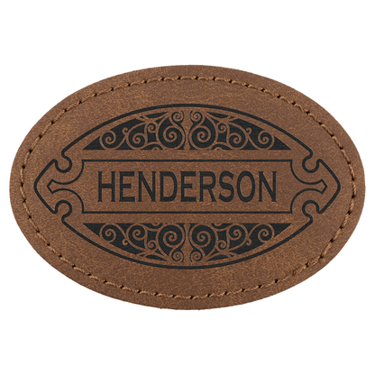 3" x 2" Dark Brown Oval Leatherette Patch with Pro Premier – item PTH569 image 4