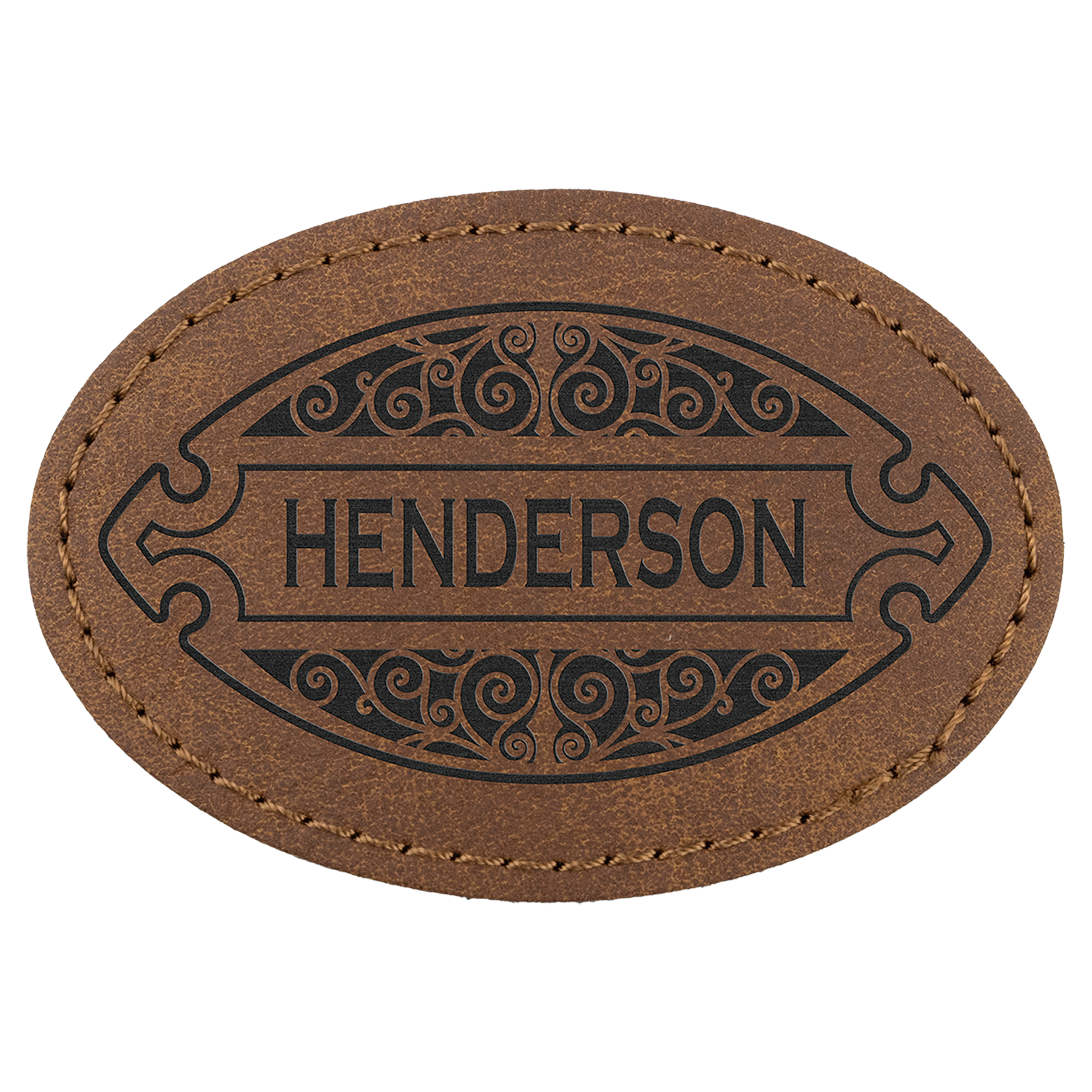 3" x 2" Dark Brown Oval Leatherette Patch with Pro Premier – item PTH569