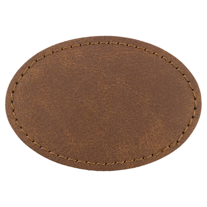 3" x 2" Dark Brown Oval Leatherette Patch with Pro Premier – item PTH569 image 3