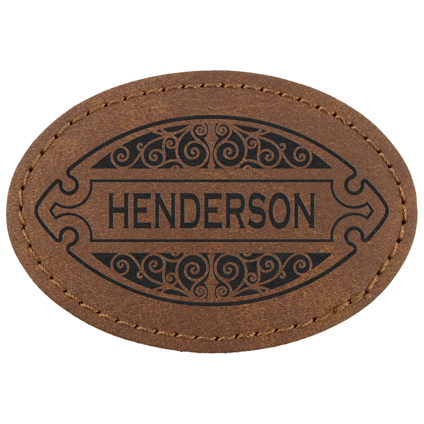 3" x 2" Dark Brown Oval Leatherette Patch with Pro Premier – item PTH569 image 2