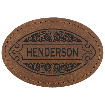 3" x 2" Dark Brown Oval Leatherette Patch with Pro Premier – item PTH569 image 2