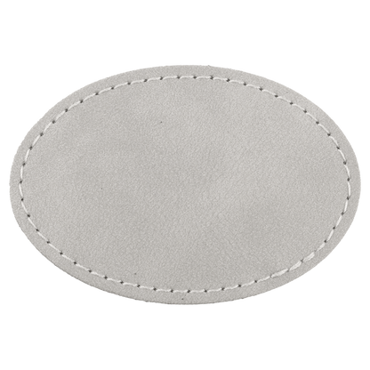 3" x 2" Light Gray Oval Leatherette Patch with Pro Premier – item PTH571 image 3