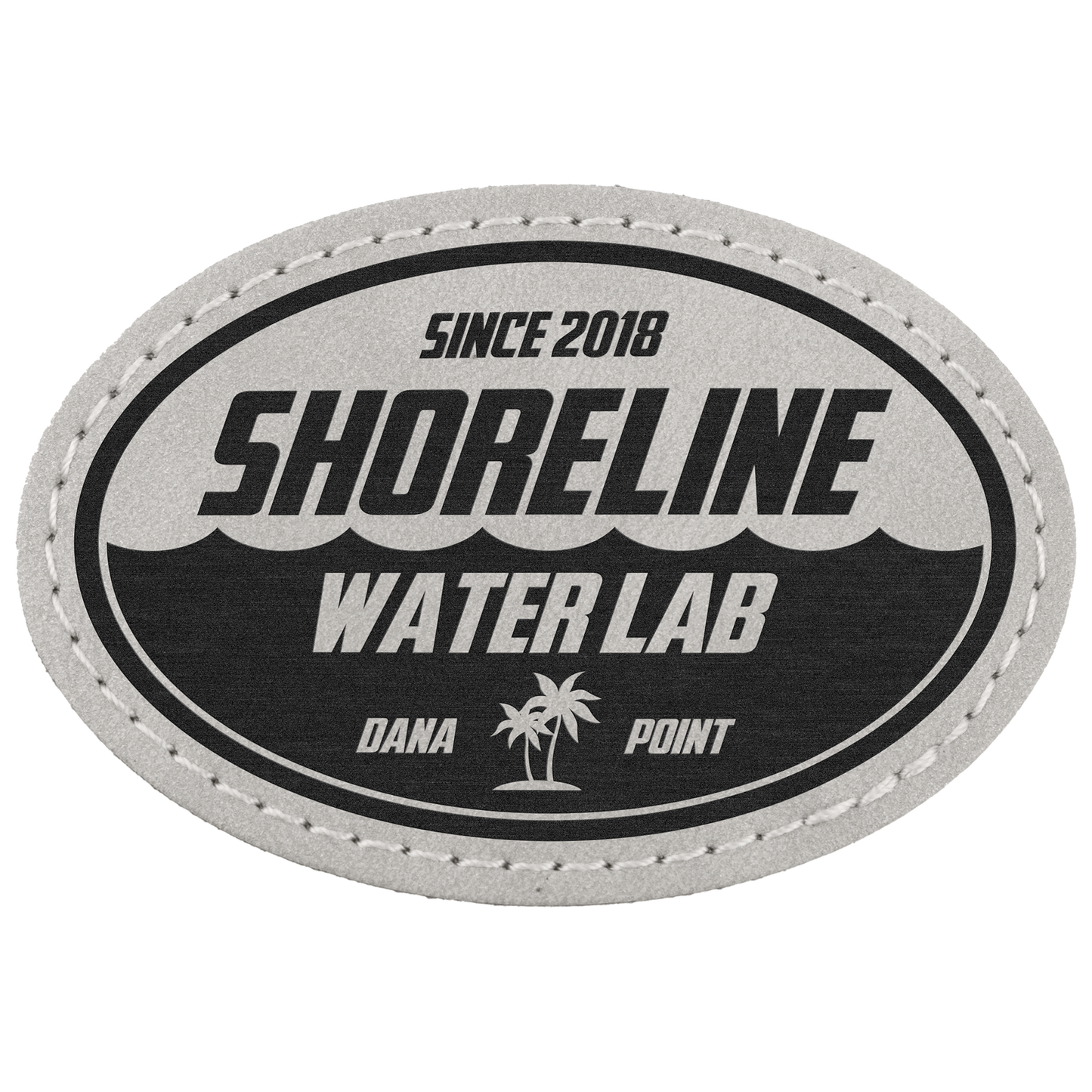 3" x 2" Light Gray Oval Leatherette Patch with Pro Premier – item PTH571 image 2