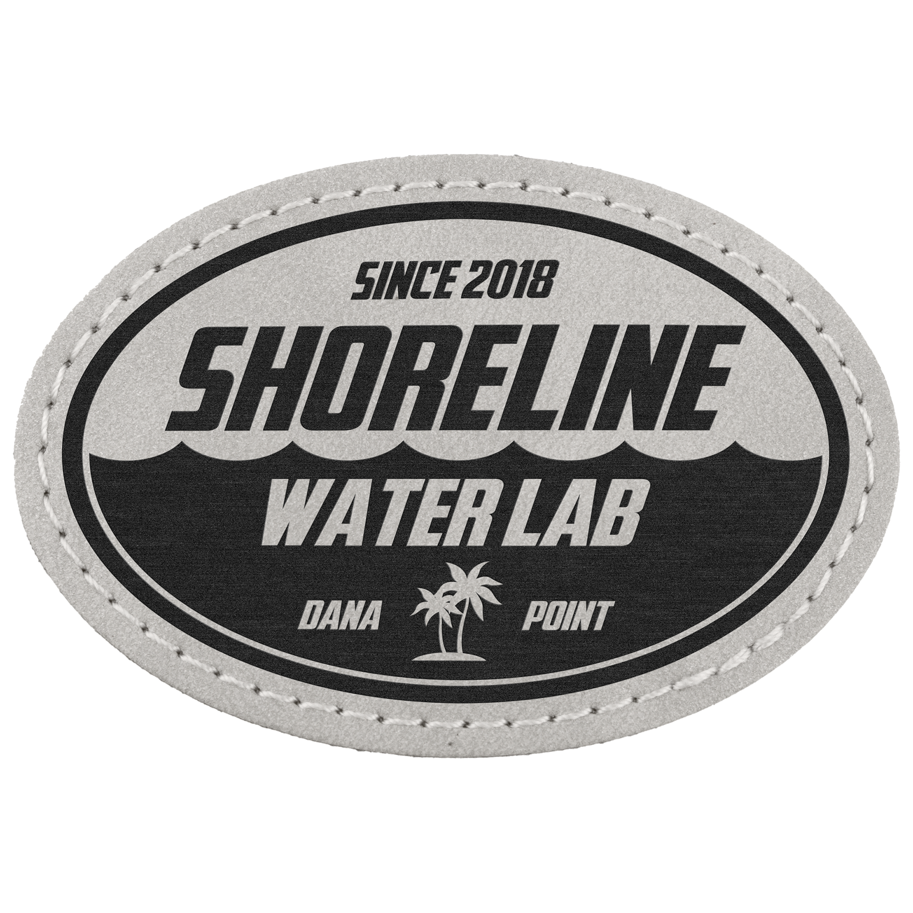 3" x 2" Light Gray Oval Leatherette Patch with Pro Premier – item PTH571 image 2