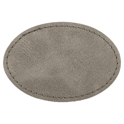 3" x 2" Light Gray Oval Leatherette Patch with Pro Premier – item PTH572 image 3