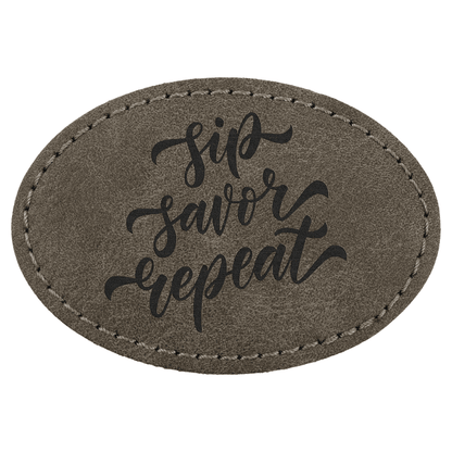 3" x 2" Dark Gray Oval Leatherette Patch with Pro Premier – item PTH573 image 4