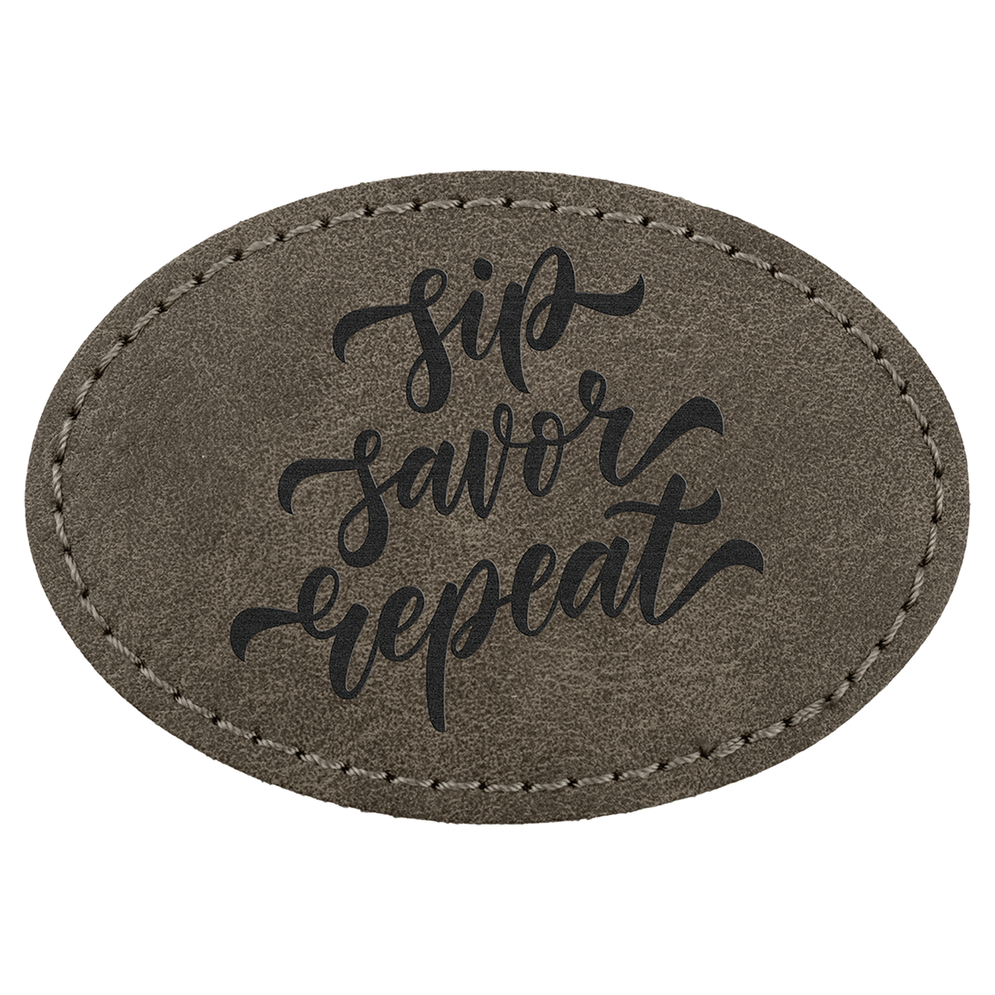 3" x 2" Dark Gray Oval Leatherette Patch with Pro Premier – item PTH573
