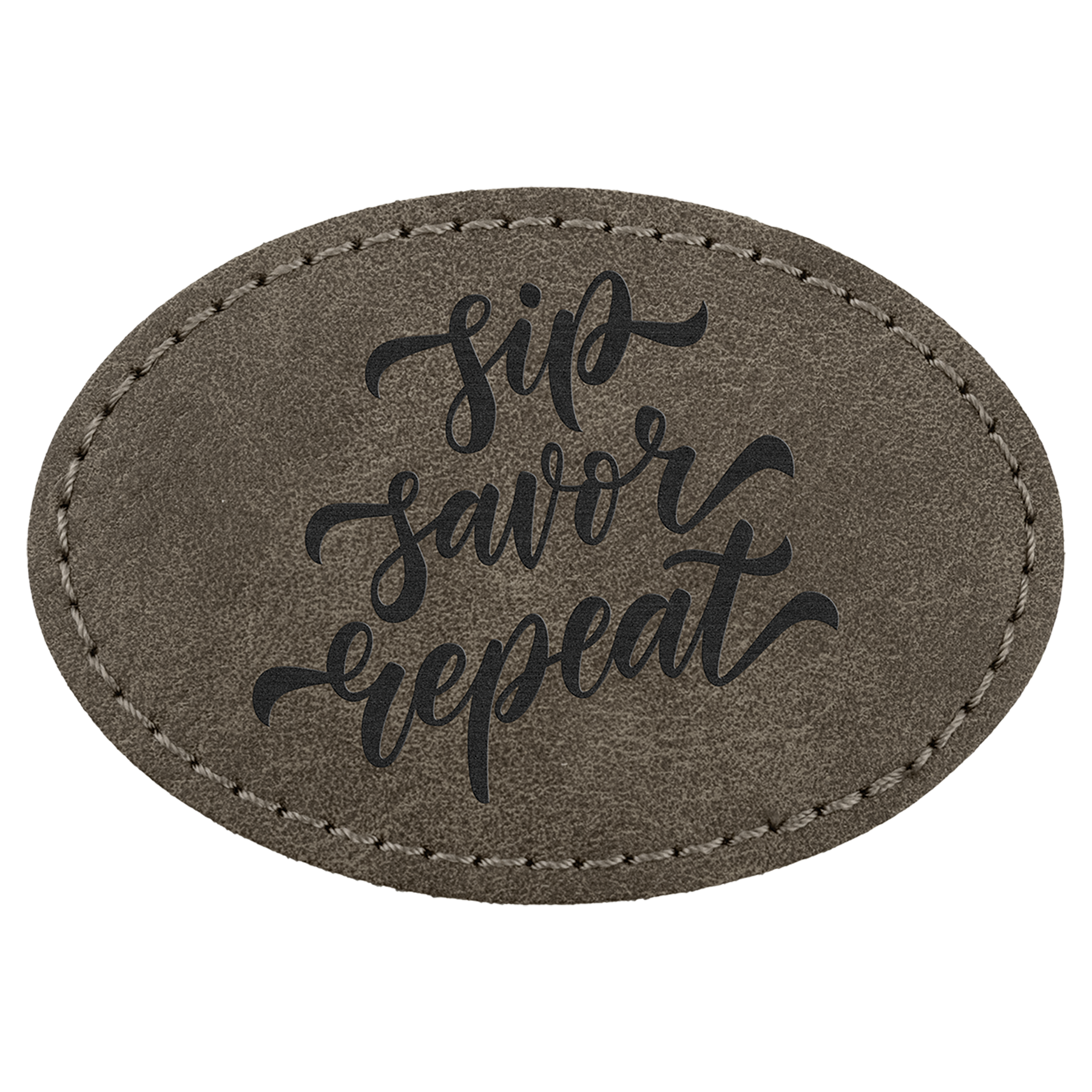 3" x 2" Dark Gray Oval Leatherette Patch with Pro Premier – item PTH573