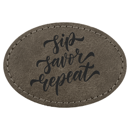 3" x 2" Dark Gray Oval Leatherette Patch with Pro Premier – item PTH573