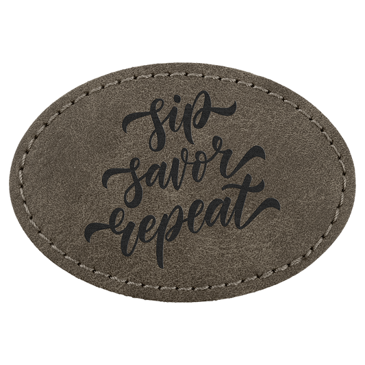 3" x 2" Dark Gray Oval Leatherette Patch with Pro Premier – item PTH573