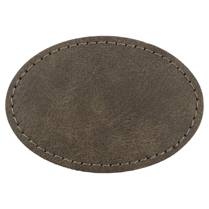 3" x 2" Dark Gray Oval Leatherette Patch with Pro Premier – item PTH573 image 3