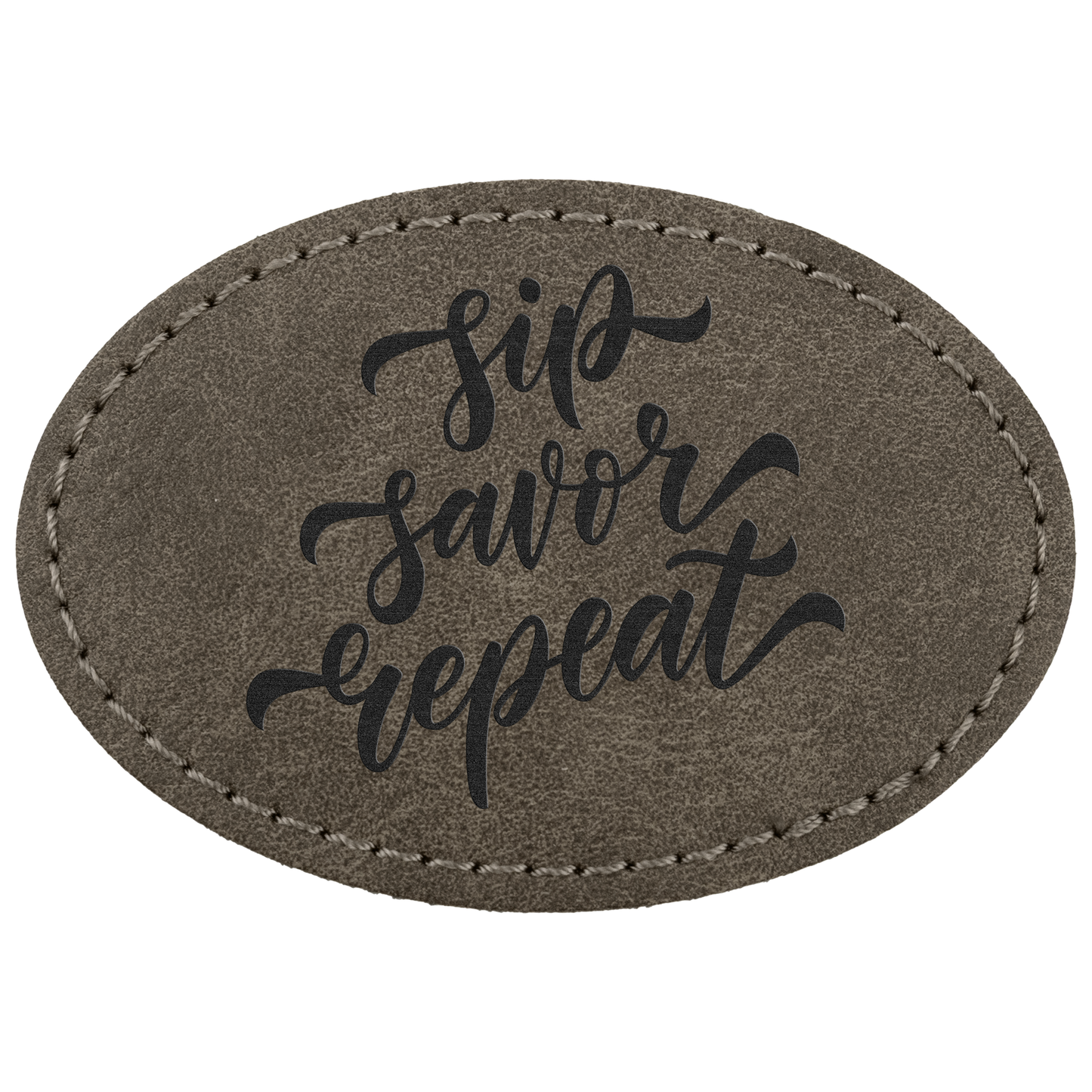 3" x 2" Dark Gray Oval Leatherette Patch with Pro Premier – item PTH573 image 2