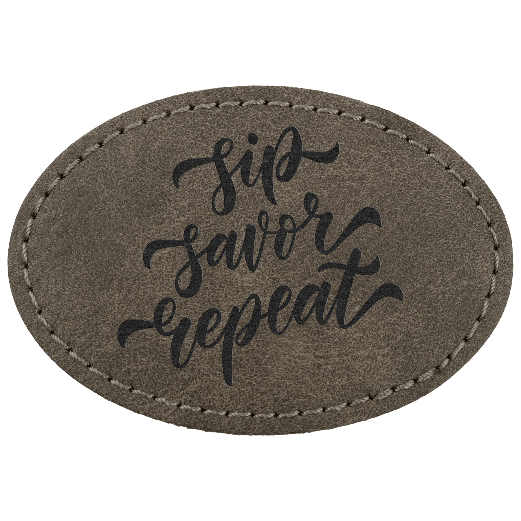 3" x 2" Dark Gray Oval Leatherette Patch with Pro Premier – item PTH573 image 2