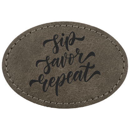 3" x 2" Dark Gray Oval Leatherette Patch with Pro Premier – item PTH573 image 2