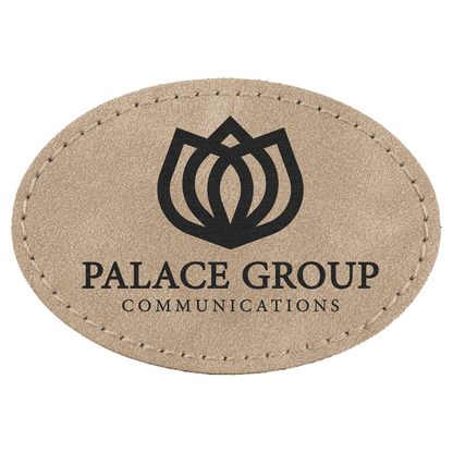 3" x 2" Light Tan Oval Leatherette Patch with Pro Premier – item PTH574 image 4