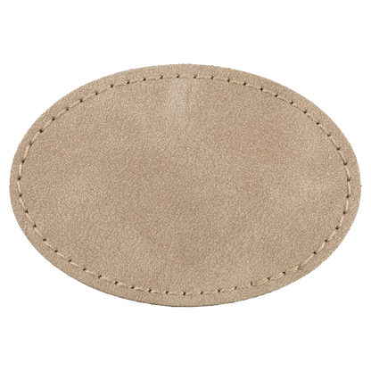 3" x 2" Light Tan Oval Leatherette Patch with Pro Premier – item PTH574 image 3