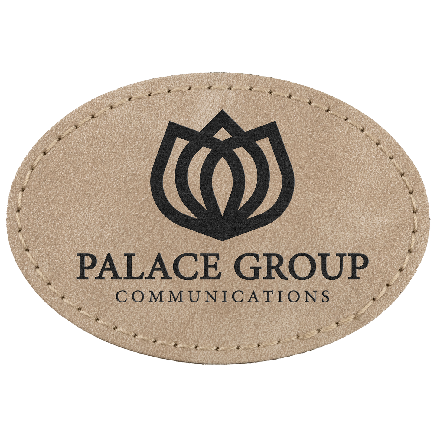 3" x 2" Light Tan Oval Leatherette Patch with Pro Premier – item PTH574 image 2