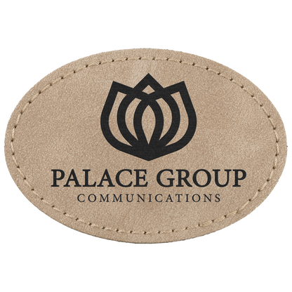 3" x 2" Light Tan Oval Leatherette Patch with Pro Premier – item PTH574 image 2