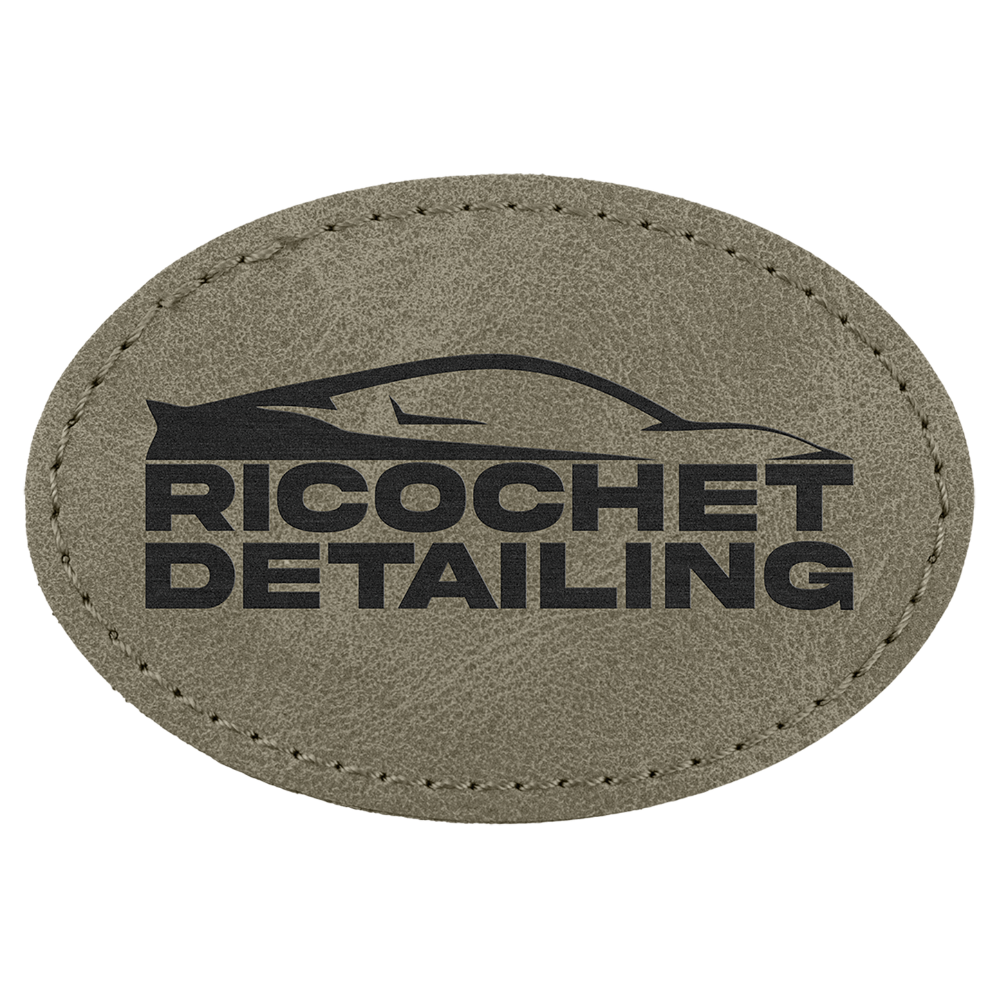 3" x 2" Light Green Oval Leatherette Patch with Pro Premier – item PTH575