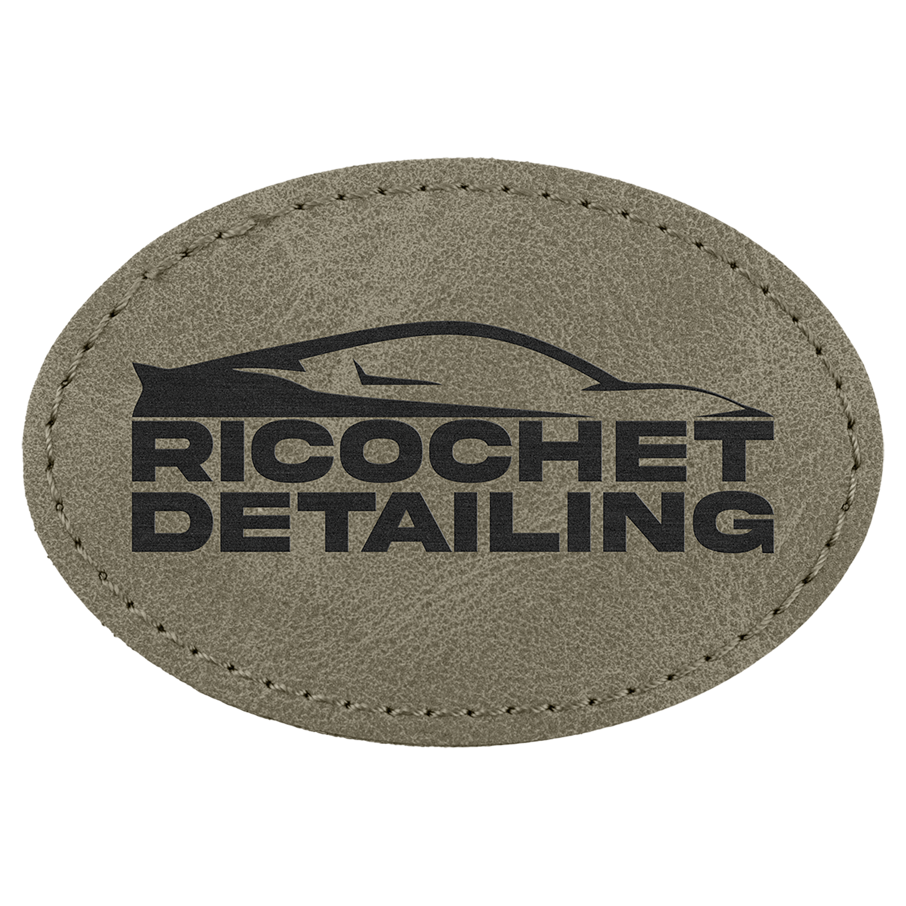 3" x 2" Light Green Oval Leatherette Patch with Pro Premier – item PTH575
