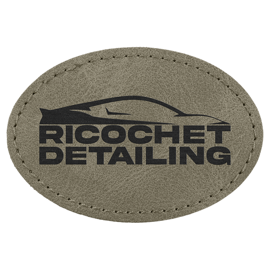 3" x 2" Light Green Oval Leatherette Patch with Pro Premier – item PTH575