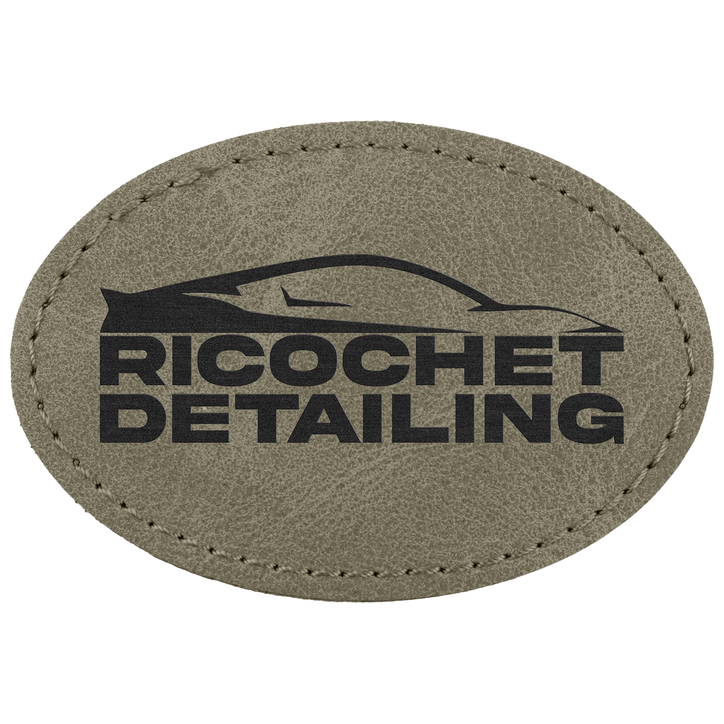 3" x 2" Light Green Oval Leatherette Patch with Pro Premier – item PTH575 image 2