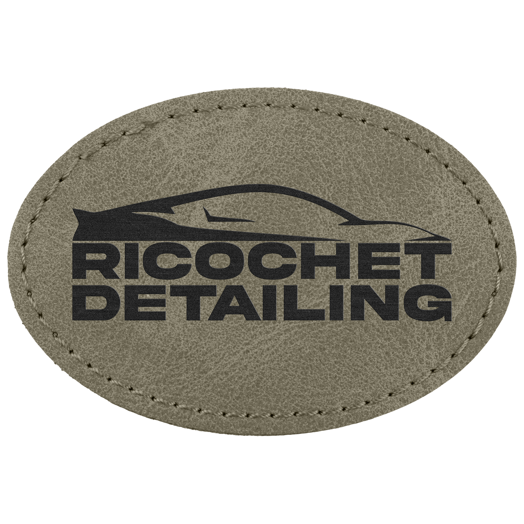 3" x 2" Light Green Oval Leatherette Patch with Pro Premier – item PTH575 image 2