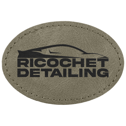 3" x 2" Light Green Oval Leatherette Patch with Pro Premier – item PTH575 image 2