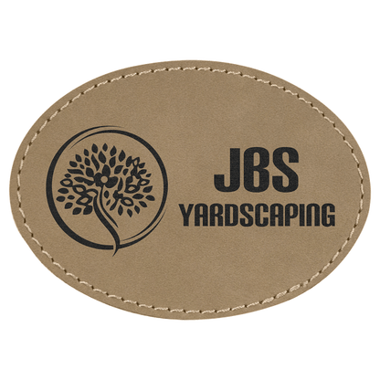 3.5" x 2.5" Light Brown Oval Leatherette Patch with Adhesive – item PTH601 image 4