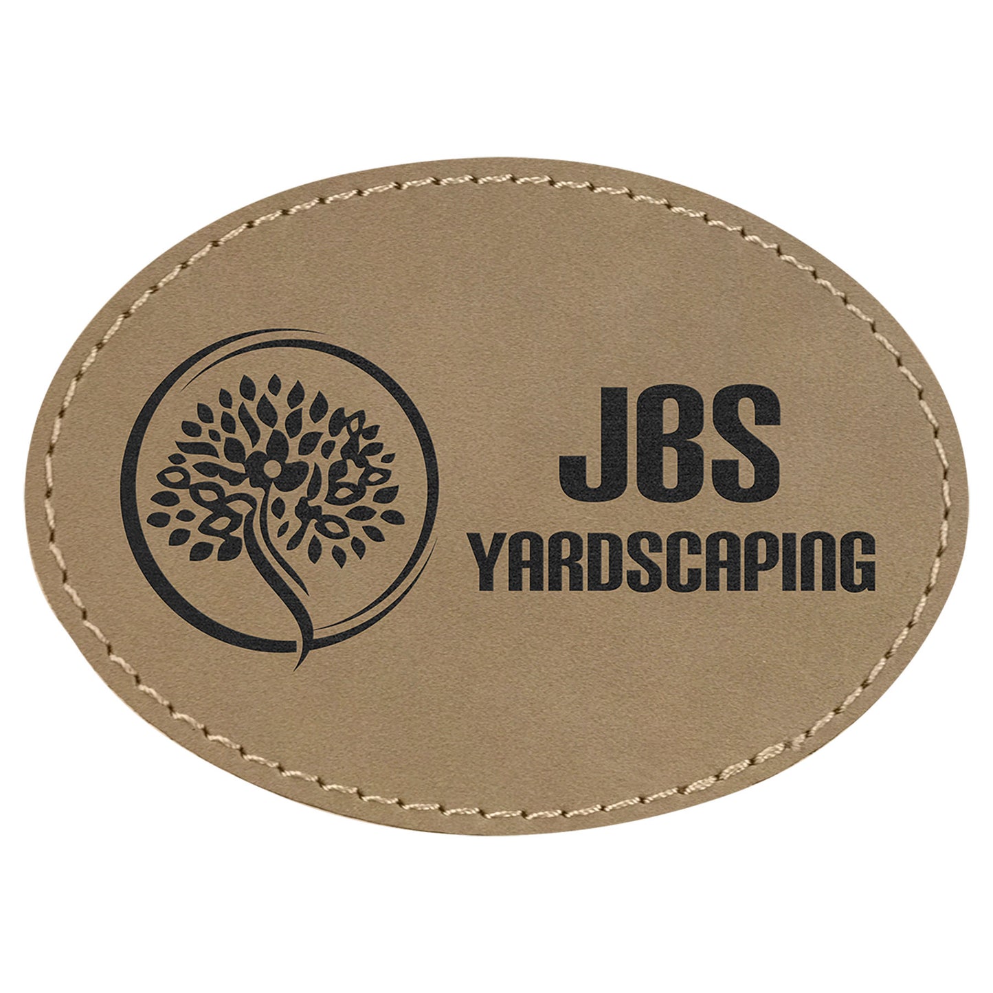 3.5" x 2.5" Light Brown Oval Leatherette Patch with Adhesive – item PTH601 image 2
