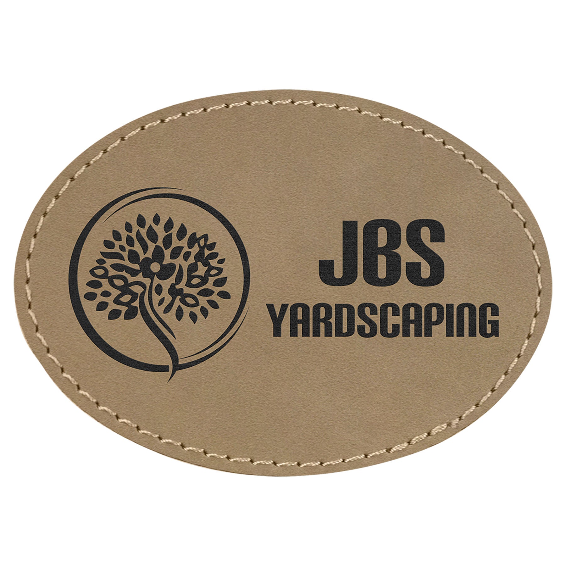 3.5" x 2.5" Light Brown Oval Leatherette Patch with Adhesive – item PTH601 image 2