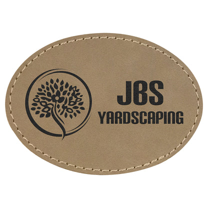 3.5" x 2.5" Light Brown Oval Leatherette Patch with Adhesive – item PTH601 image 2