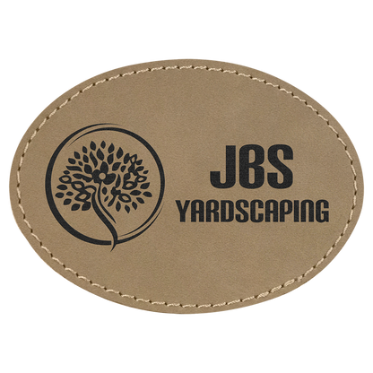 3.5" x 2.5" Light Brown Oval Leatherette Patch with Adhesive – item PTH601